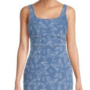 Denim Corset Tank Dress No Boundaries Juniors Size M Butterfly Theme NWT
